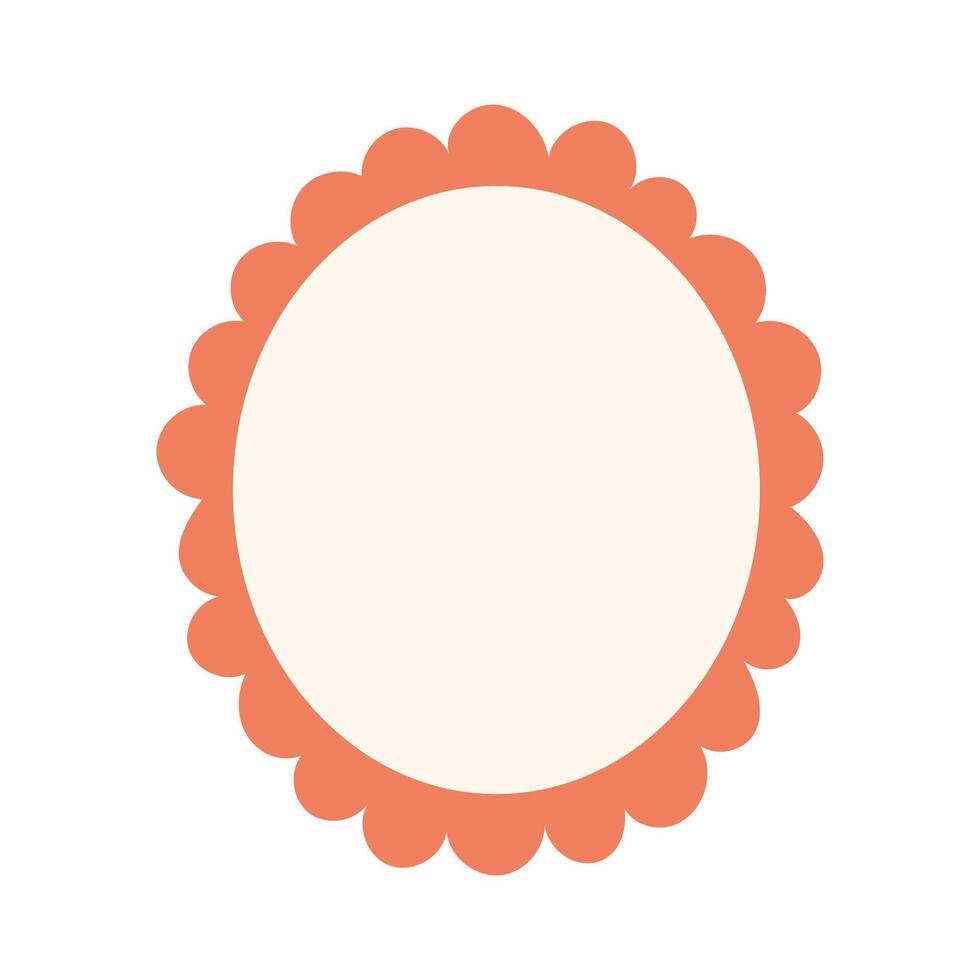 Empty scalloped frame in pastel pink color vector