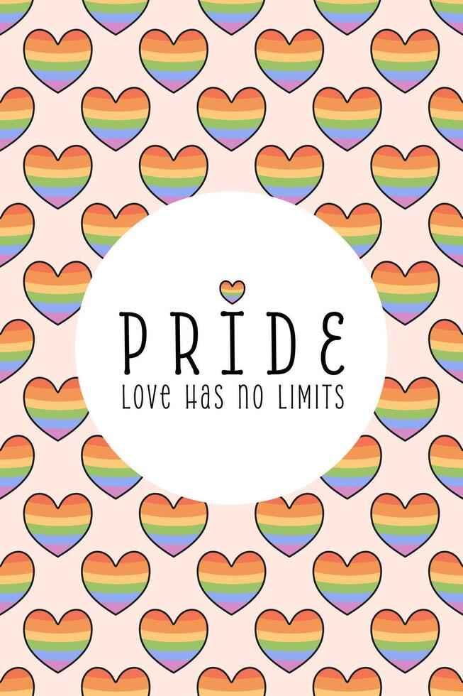 Pride Poster with Rainbow Hearts and Love Message vector