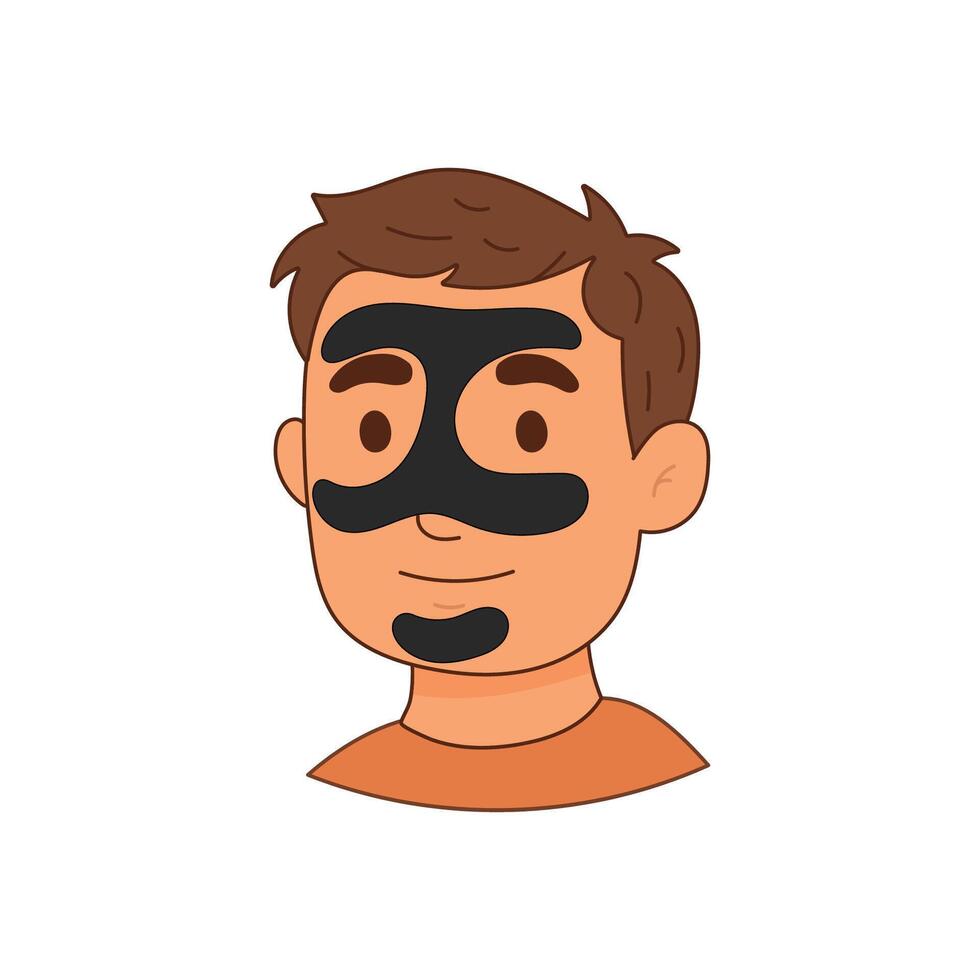 Man with multi-zone black facial cleansing mask vector