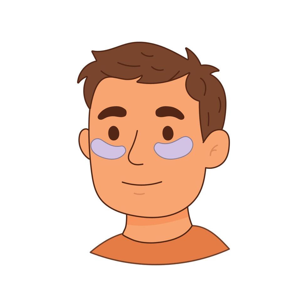 Man using under eye patches for skincare routine vector