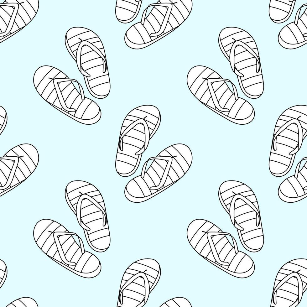 Black and white flip flop pattern for summer coloring vector