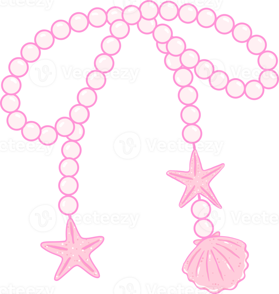 Retro Pearl Bow Shell Girly Summer Bow Doodle Hand Drawn png
