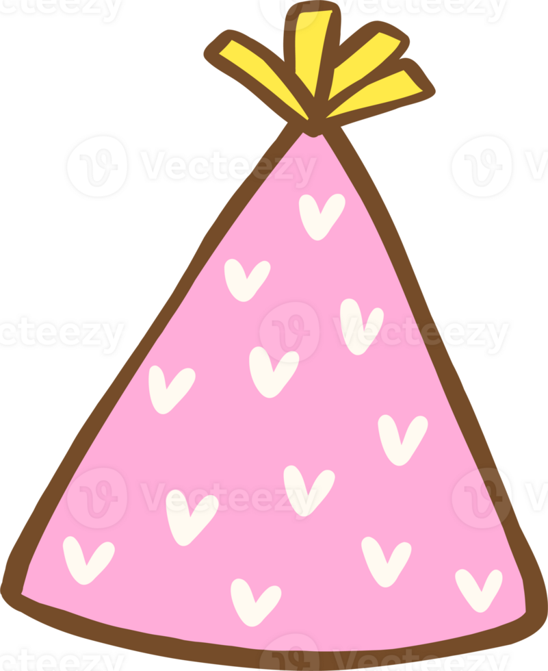 Cartoon Pink Party Hat with Hearts png