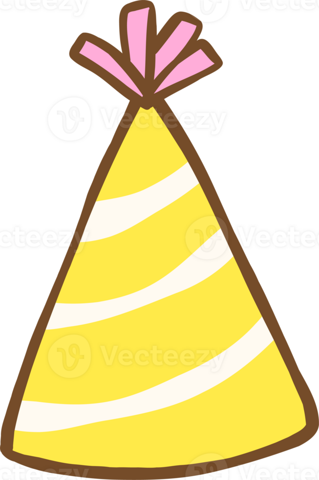 Cartoon of Striped Yellow Party Hat png