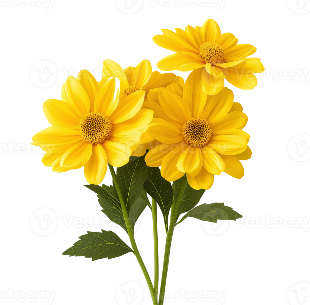 Cluster of yellow false sunflower blooms image isolated transparent. Heliopsis helianthoides flowers cut out . Smooth oxeye. Asteraceae floral cutout element object photography png