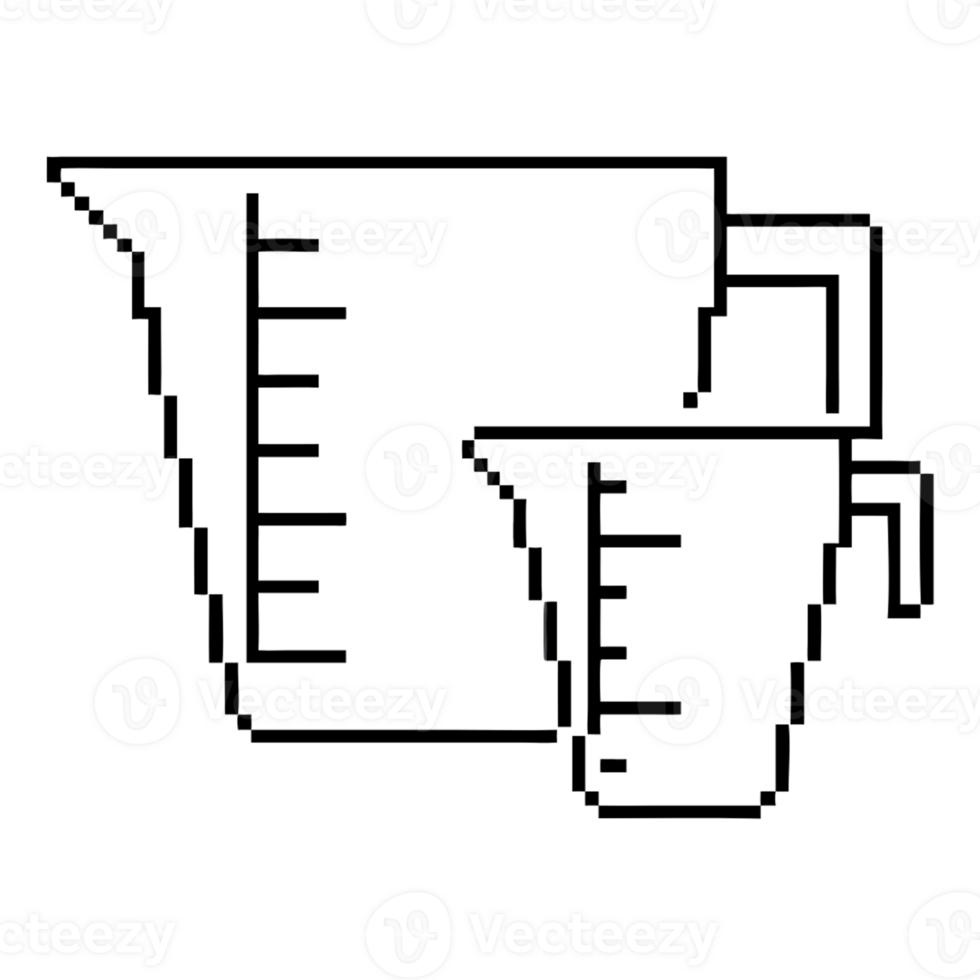 pixel kitchen measuring cups in precise line art style for culinary enthusiasts and bakers png