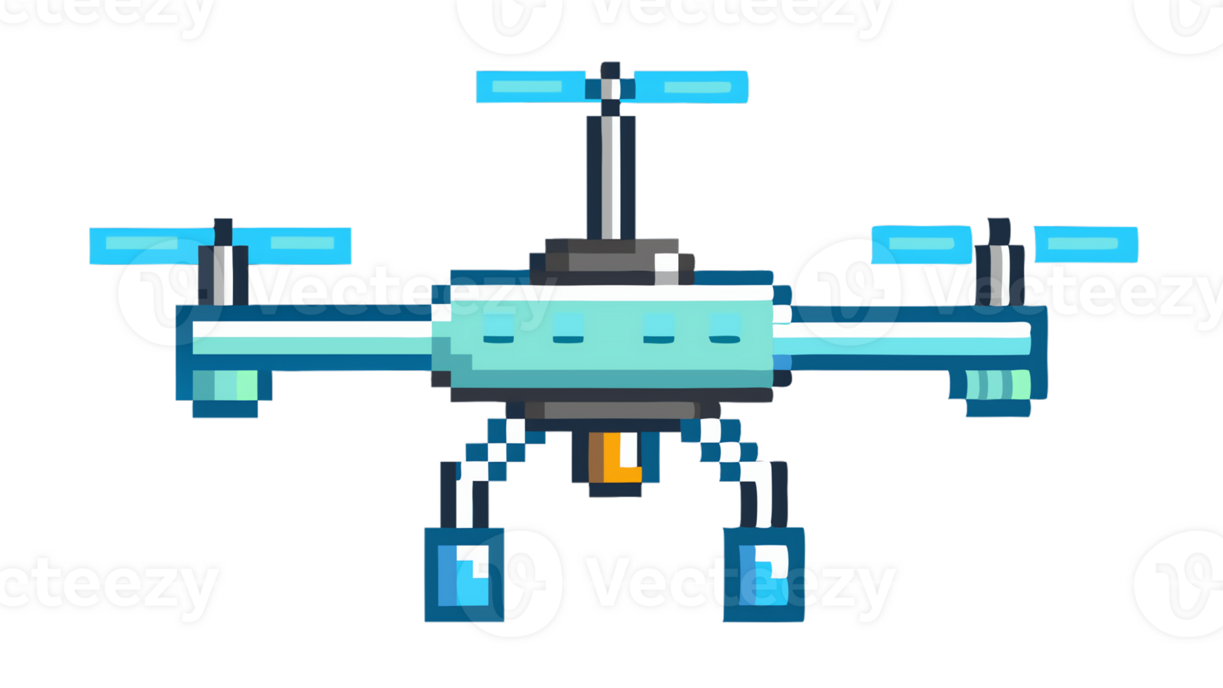 Pixel art drone hovering on a clear background png