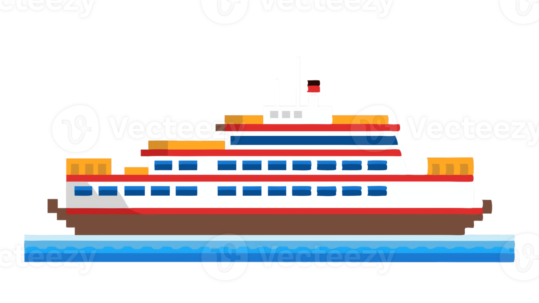 Creative pixel art of a colorful passenger ferry png