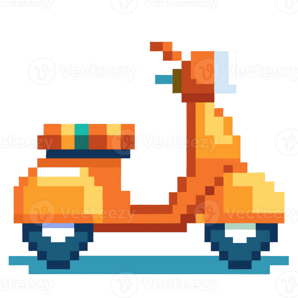 Colorful pixel art scooter in a vintage style, perfect for retro enthusiasts png