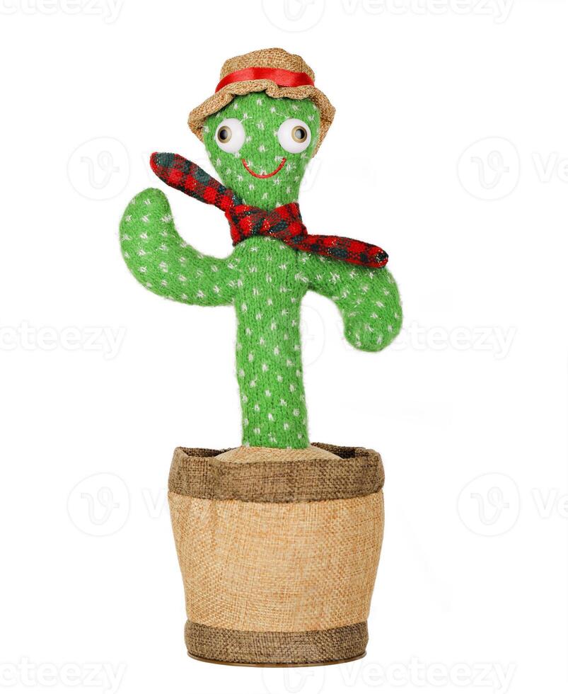 soft toy cactus in a pot isolated photo