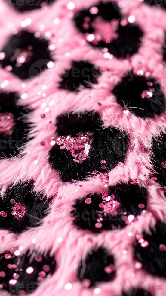 Cute animal leopard print with black and pink in y2k glitter style photo