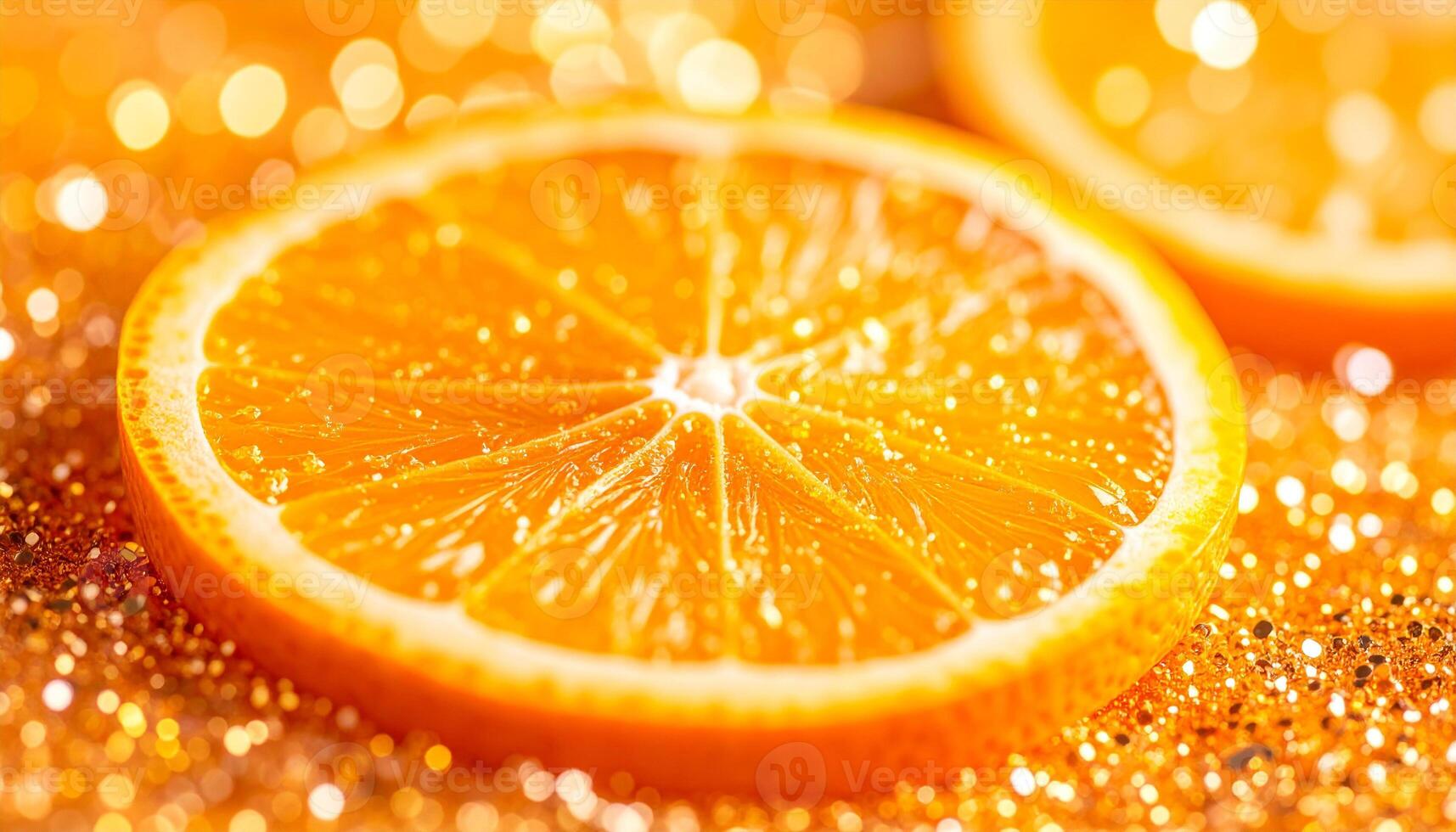 Super realistic glitter orange on orange background in y2k style. photo