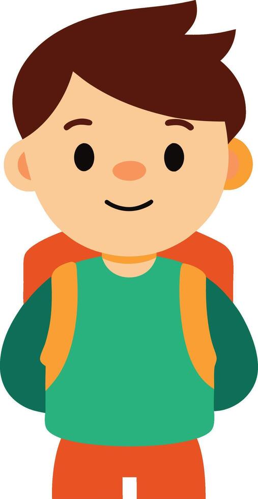 Cartoon Boy with Backpack Doodle Icon vector