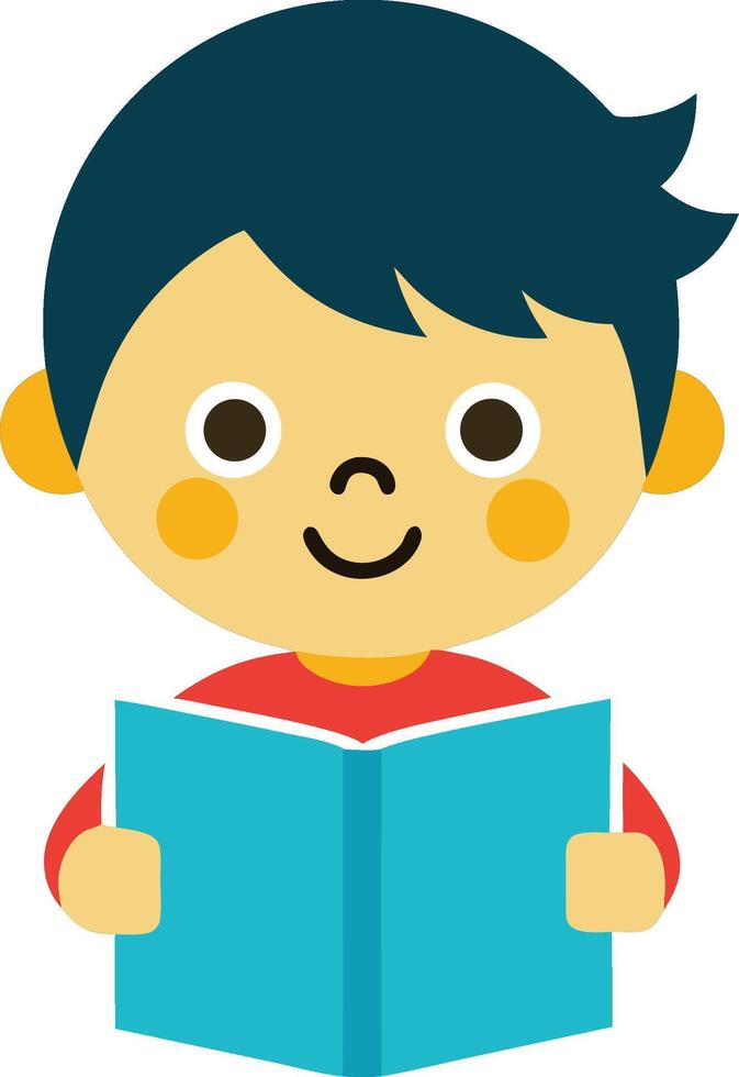 Cartoon Child Reading Doodle Icon vector