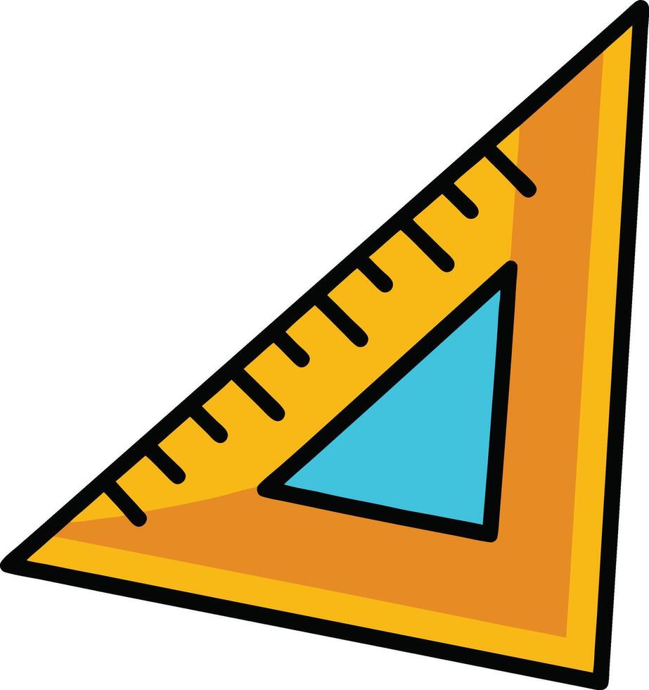 Cartoon Triangle Ruler Doodle Sketch vector