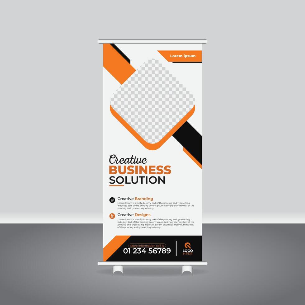 Unique Business Roll-Up Banner and Rack Card Templates for Marketing, business agency business pull up vertical display banner, luxury creative rollup, pull up banner template design vector