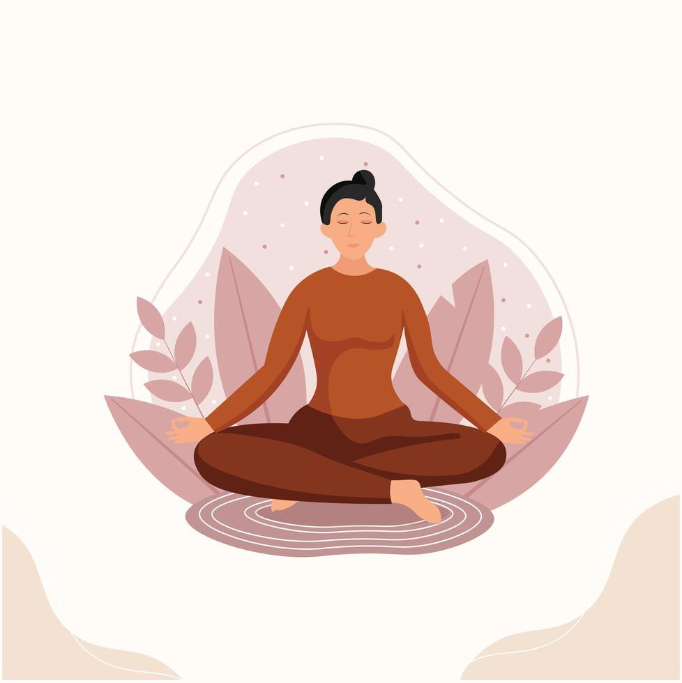 Girl Doing Yoga Illustration for International Yoga Day vector