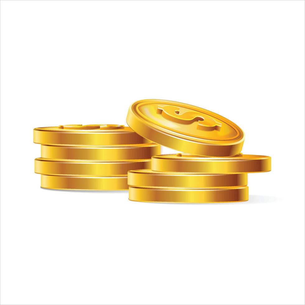 Stack of gold dollar coins vector