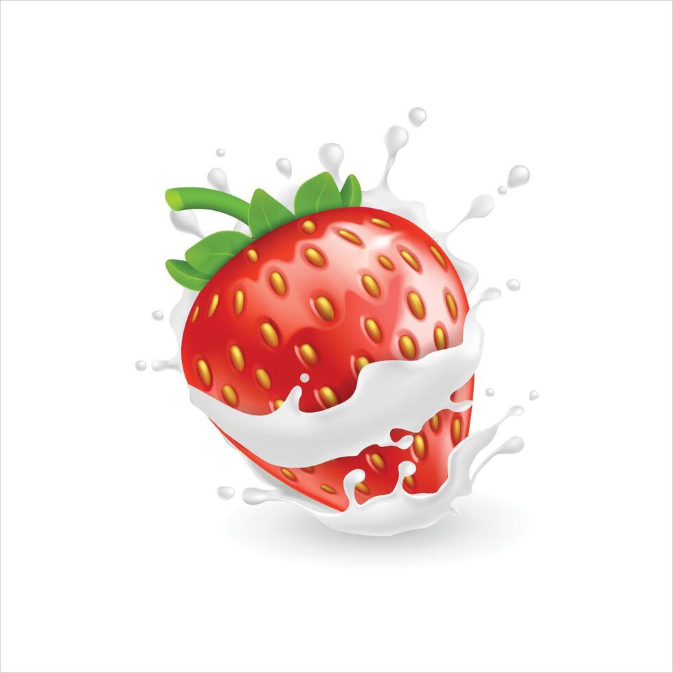 Strawberry yogurt milk vector