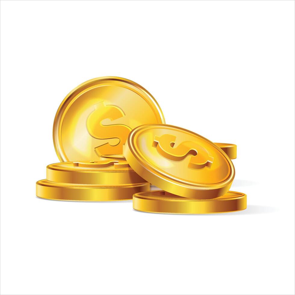 Dollar gold coin vector