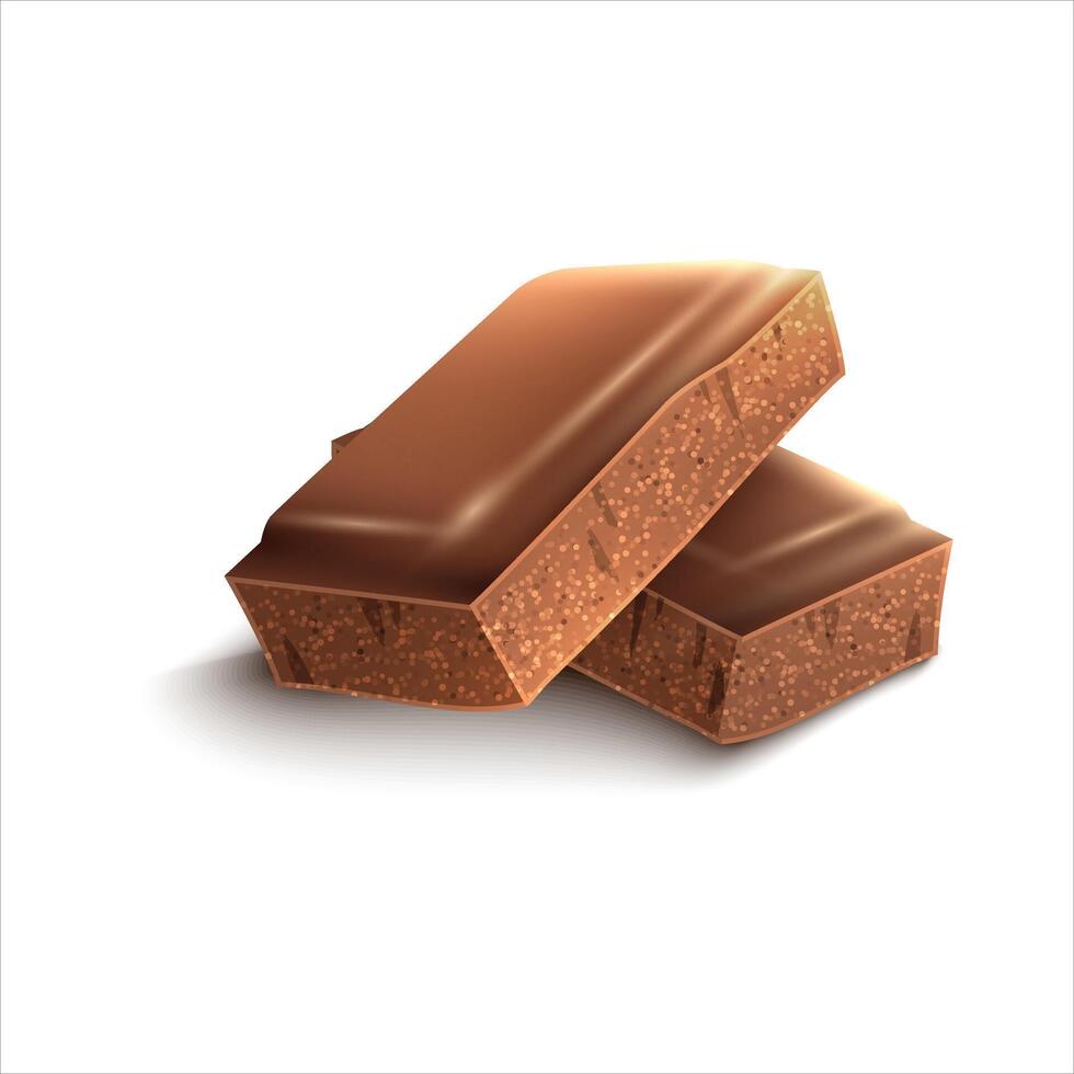 Two pieces of chocolate bar isolated on white background vector