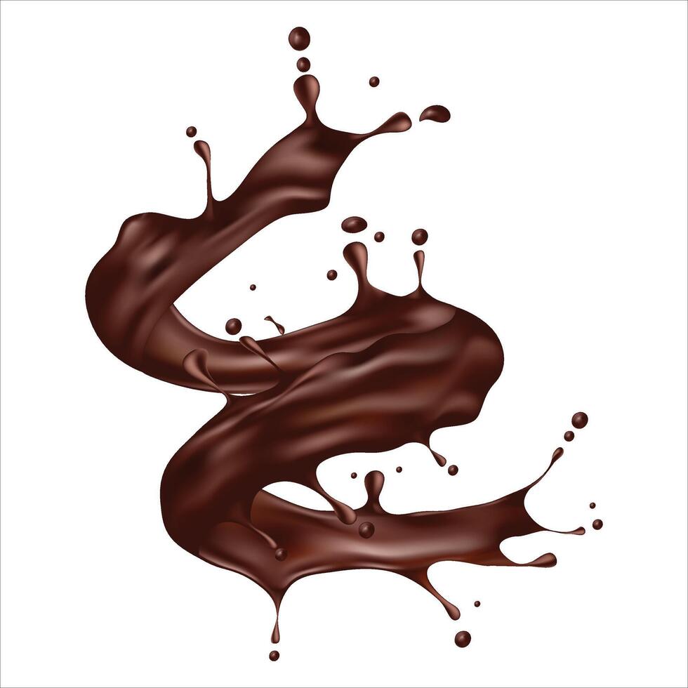 Sweet chocolate milk splash isolated on white background vector
