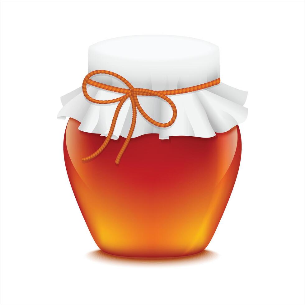 Glass jar containing honey vector