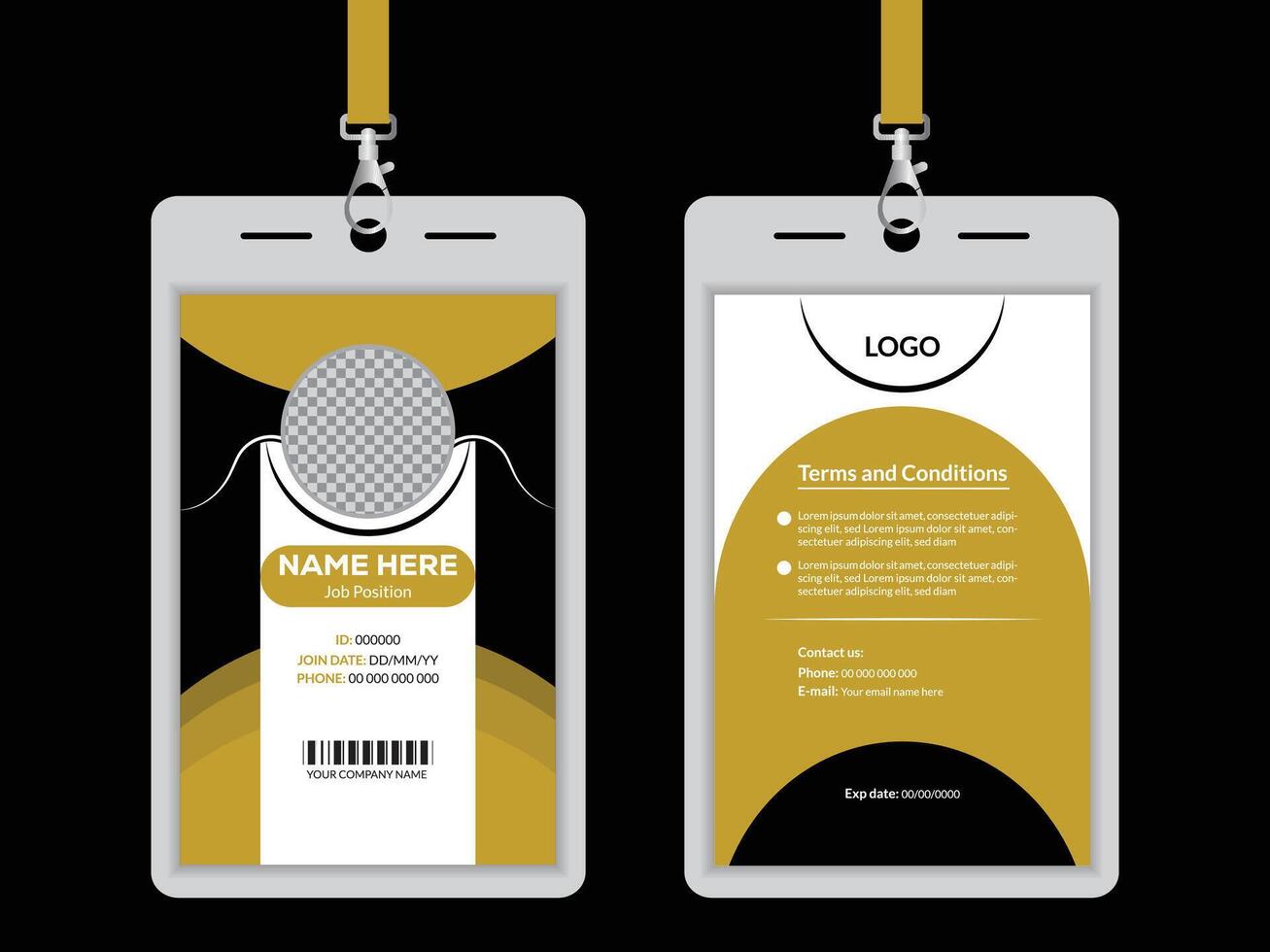 Modern ID Card Design with Gold and Black Accents vector