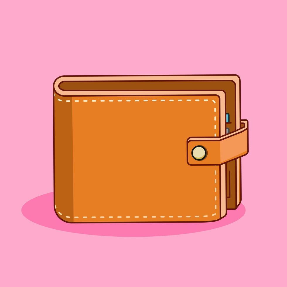 Brown Leather Wallet Illustration Flat Design vector