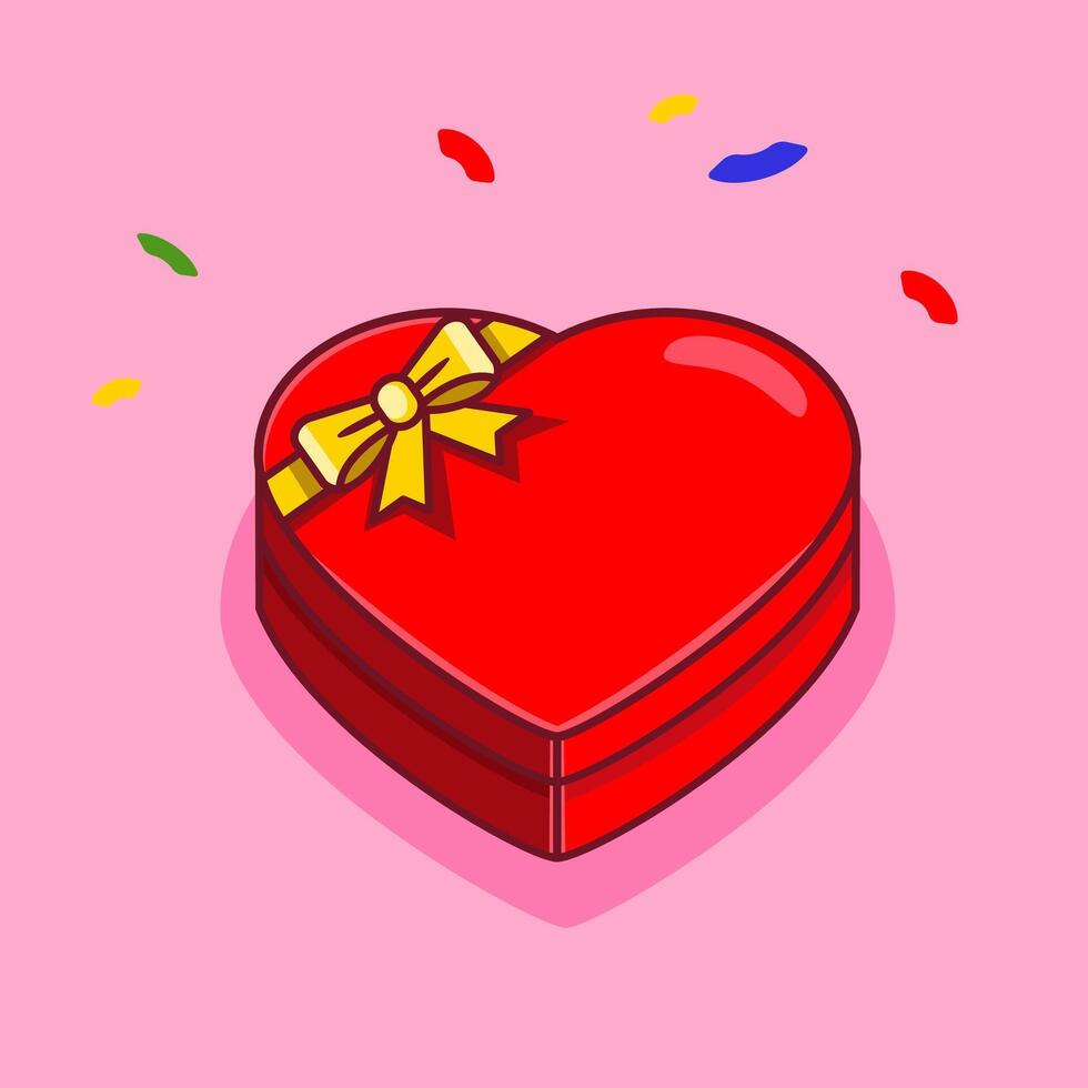 Heart-shaped gift box with bow for Valentine's Day Illustration Cartoon Design vector