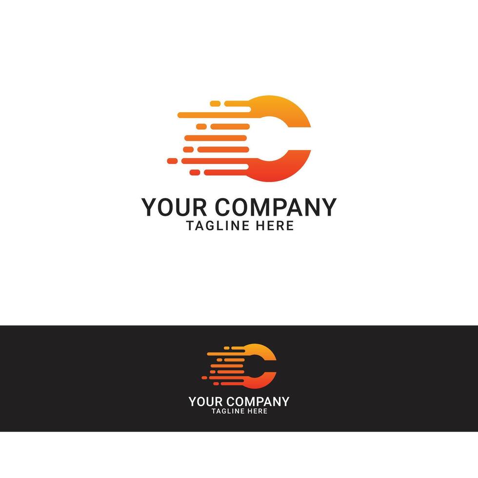 Initial C Letter Fast Speed Logo icon. vector