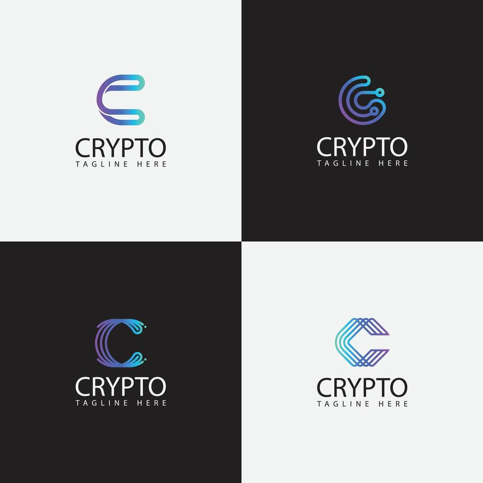 Initial Letter C logo Crypto Currency Circle Symbol. Digital C Letter bundle Logo Design Template Element vector