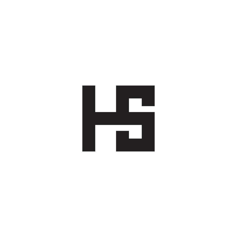 Modern Alphabet Letters HS H S Icon Logo in Black Colors. vector
