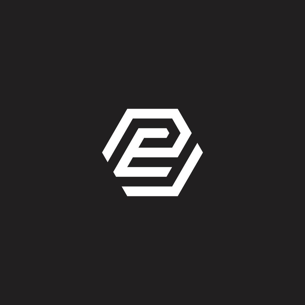 Creative Modern Letters EP P E Icon Logo in Black Colors. vector