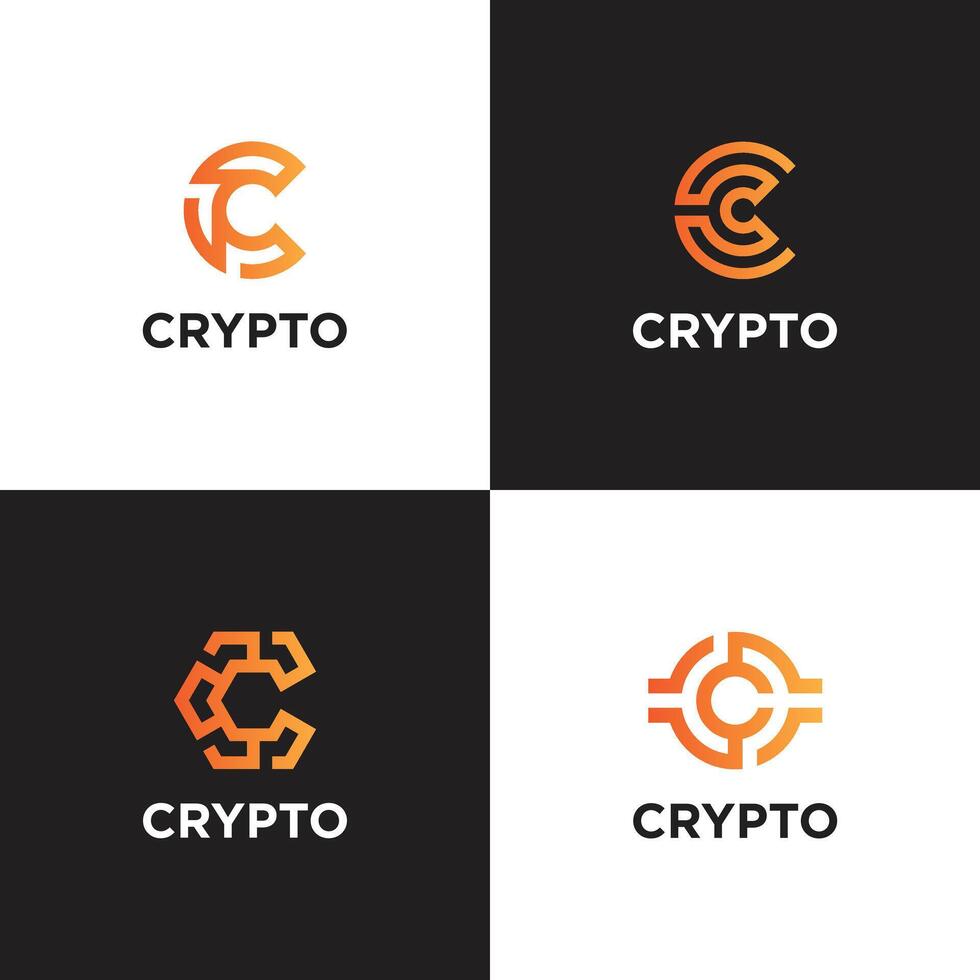 Digital Crypto Currency Logo Template. C Letter Crypto Currency Logo icon. vector