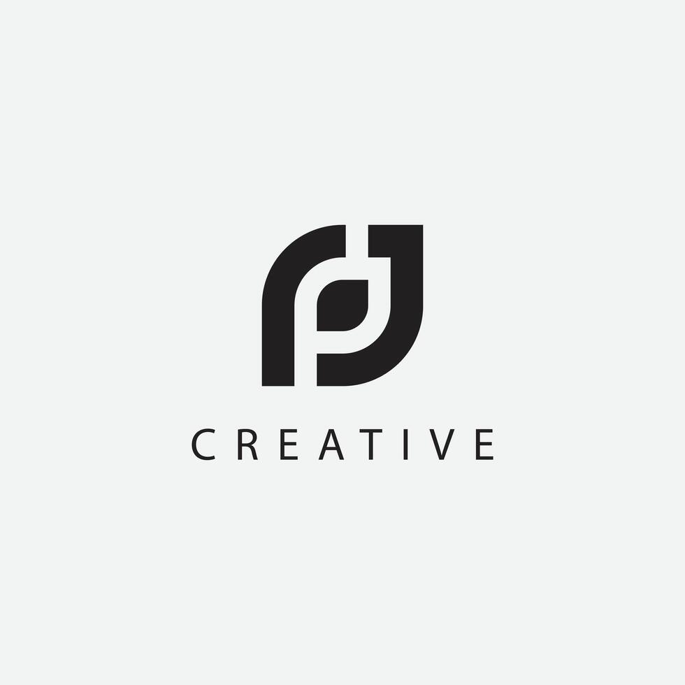 Creative minimalist Letters P and J logo icon design template elements. vector