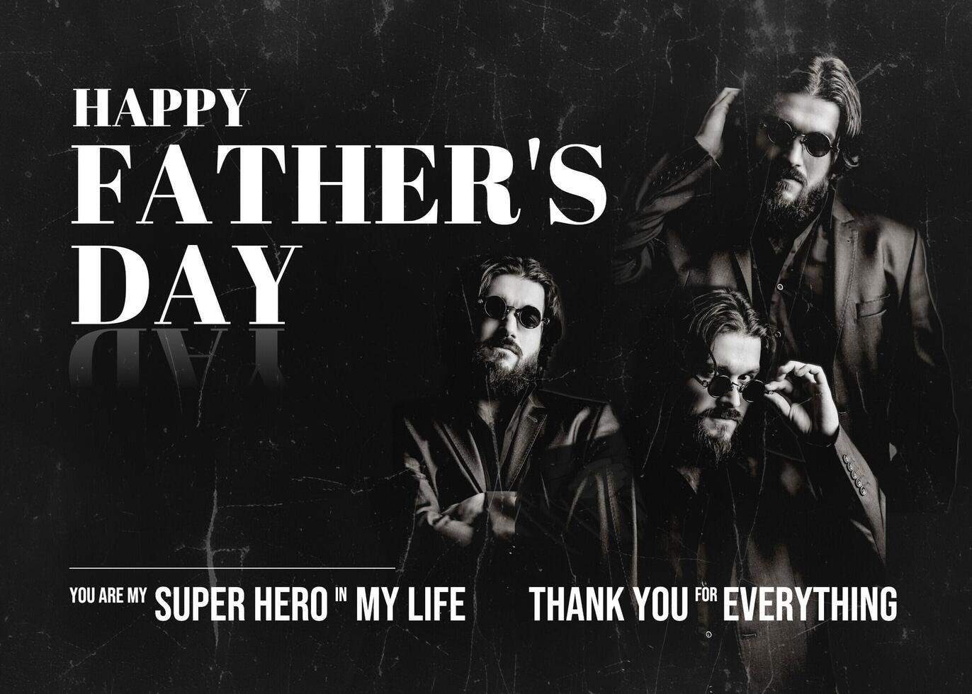 Simple Black Father’s Day Greeting Cards Template Landscape Version