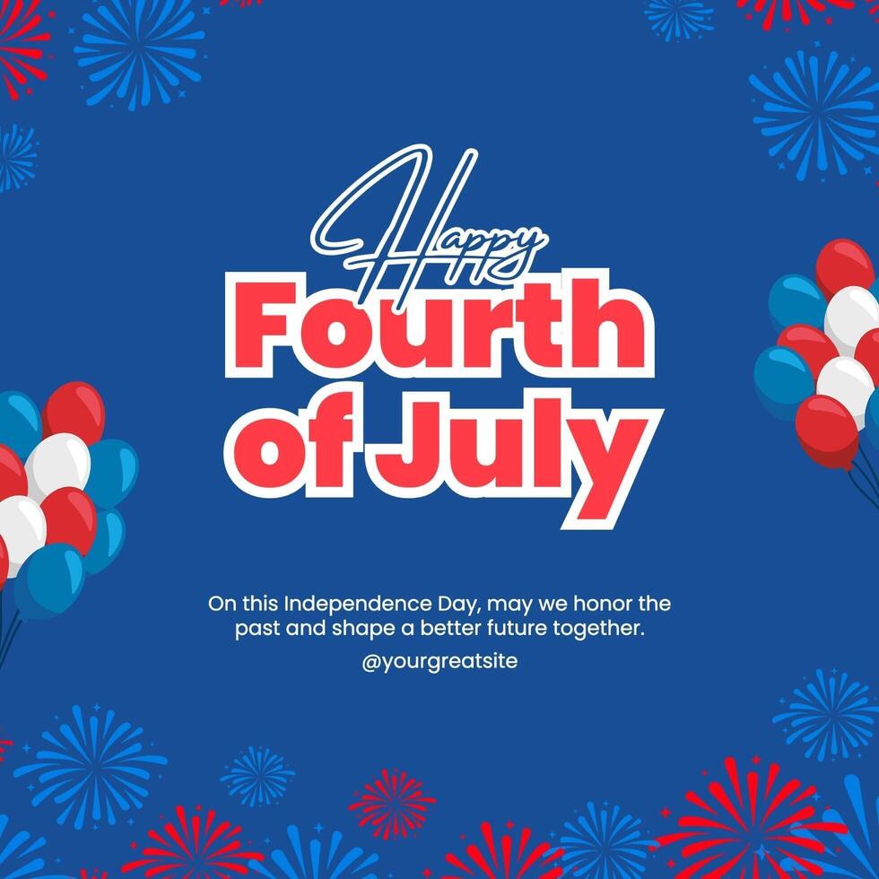 redd blue modern 4th of july instagram post template