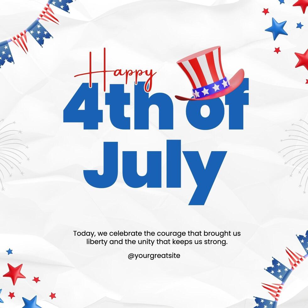 blue red minimalist 4th of july instagram post template