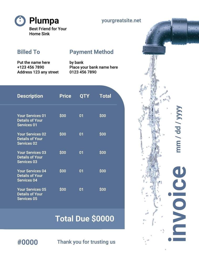 Simple White Plumbing Invoice Template