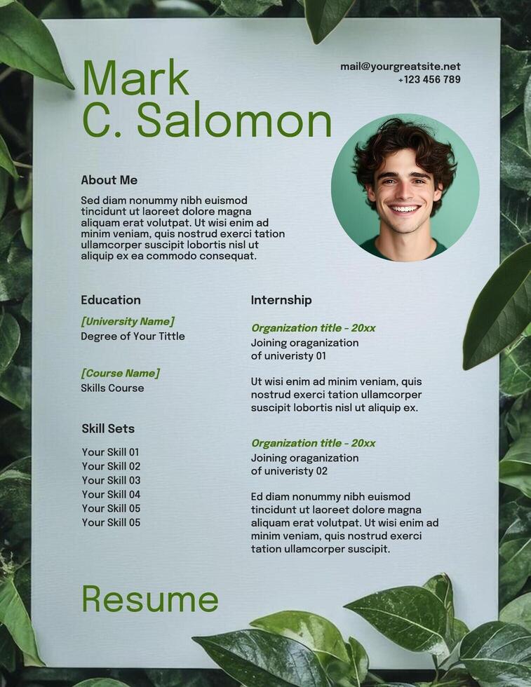 Fresh Graduates Internship Resume Template Paper