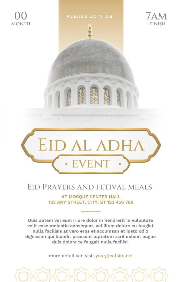 White and Gold Eid Al Adha Festival and Prayer Poster Template