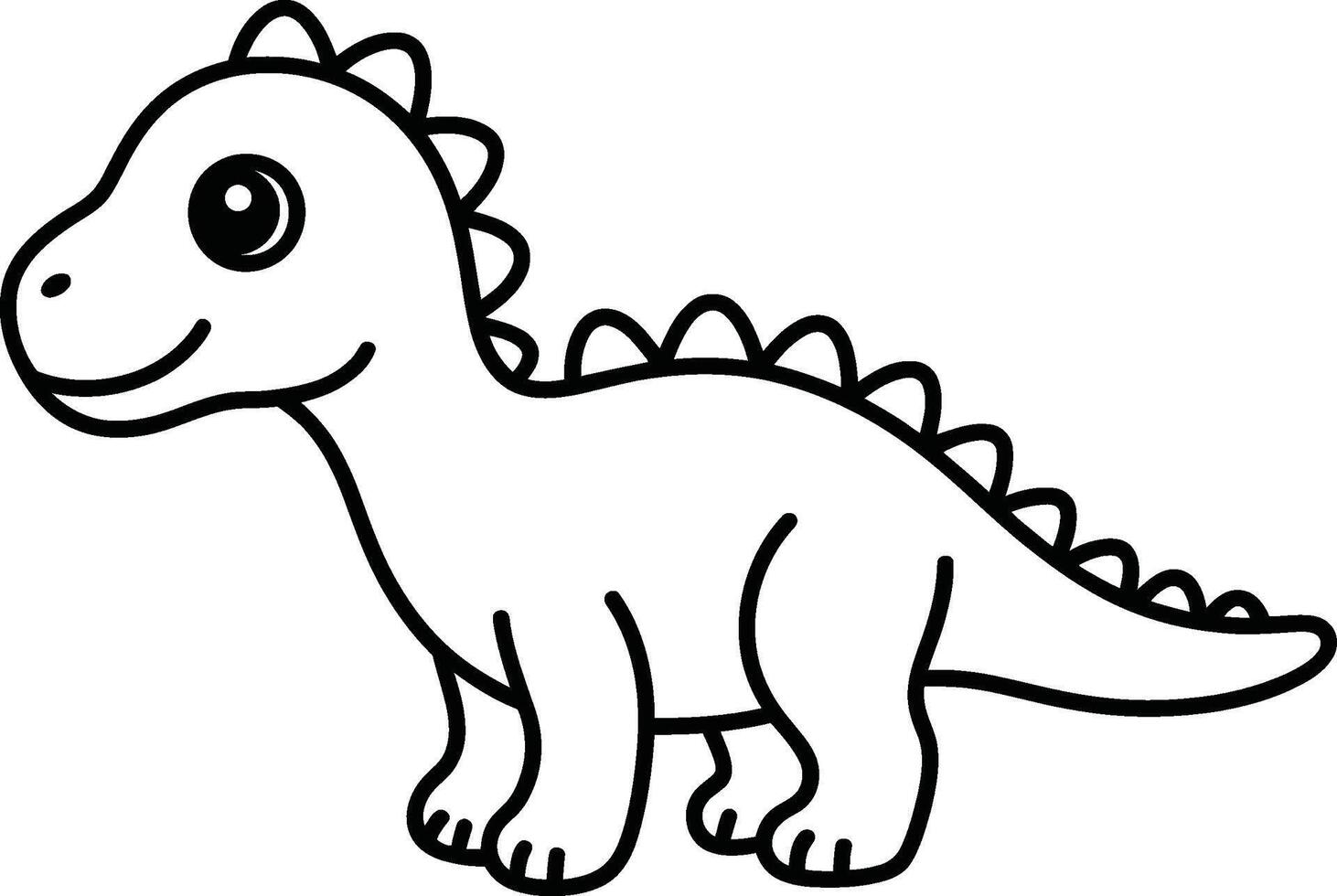 Cute dinosaur outline illustration for coloring book and kids design vector