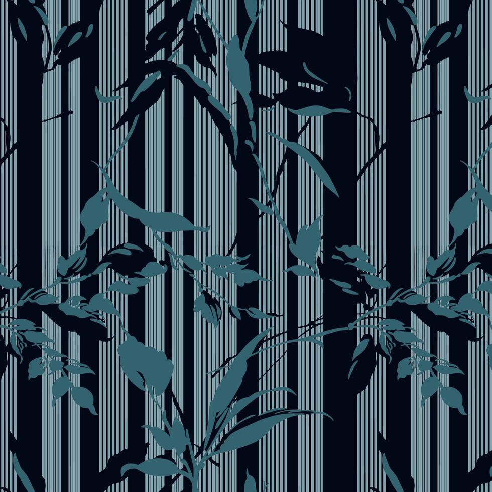 geometric botanical leaves seamless pattern vector
