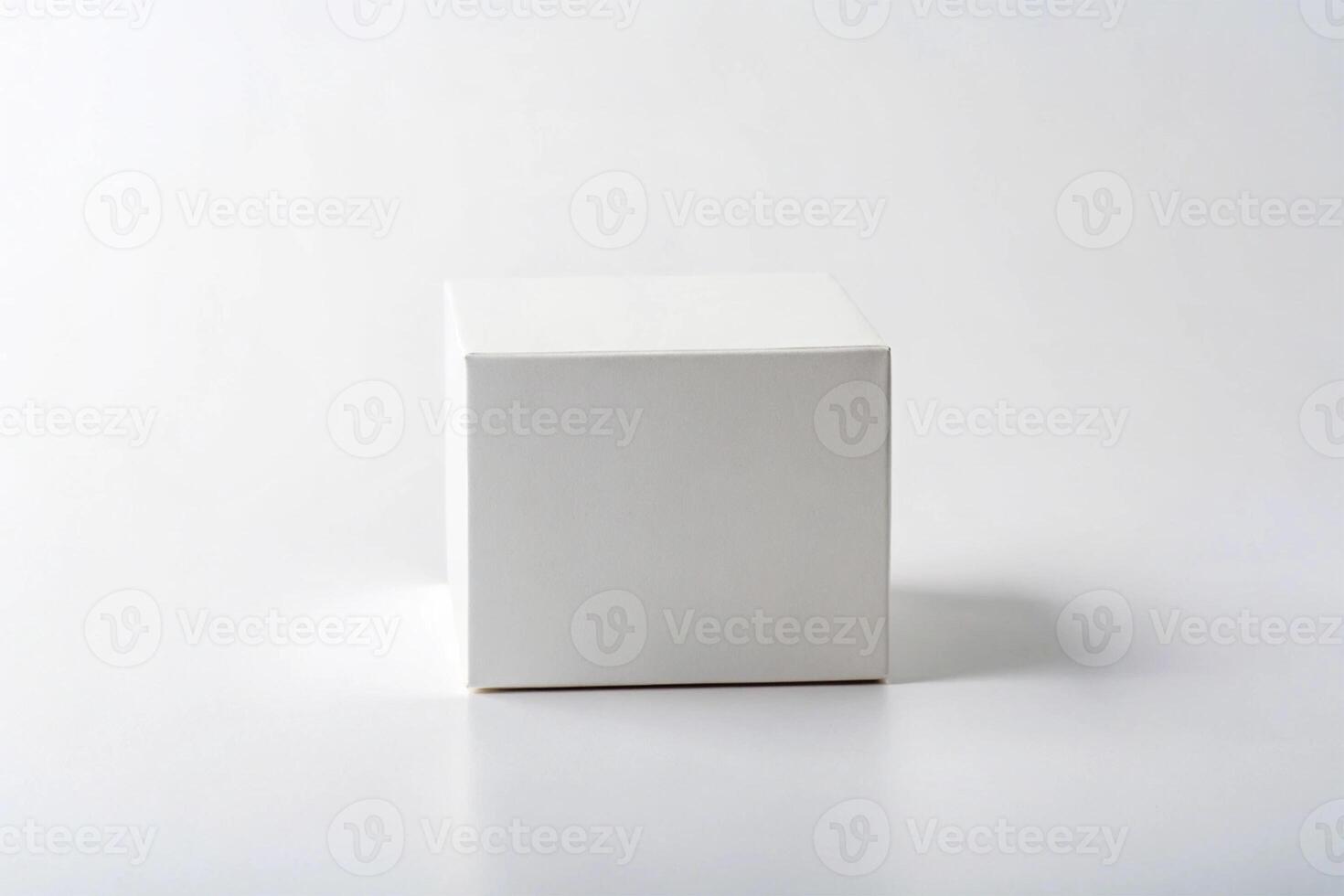 Plain white cube with a smooth surface, placed on a white background with soft shadow - Minimalist Concept photo