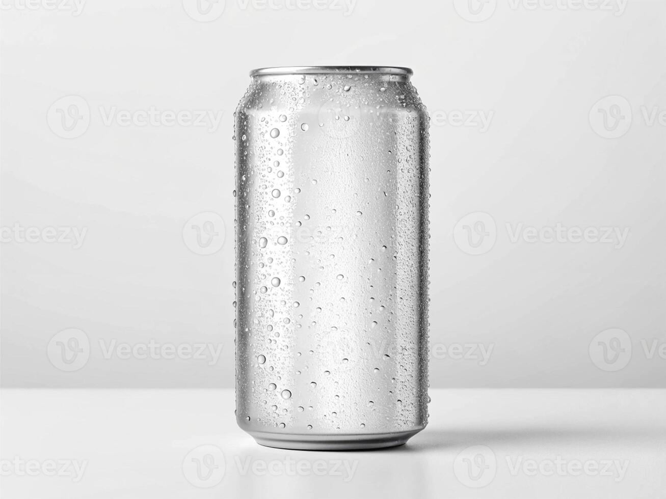 Chilled Metallic Can with Water Droplets - Refreshing Simplicity Presentation photo