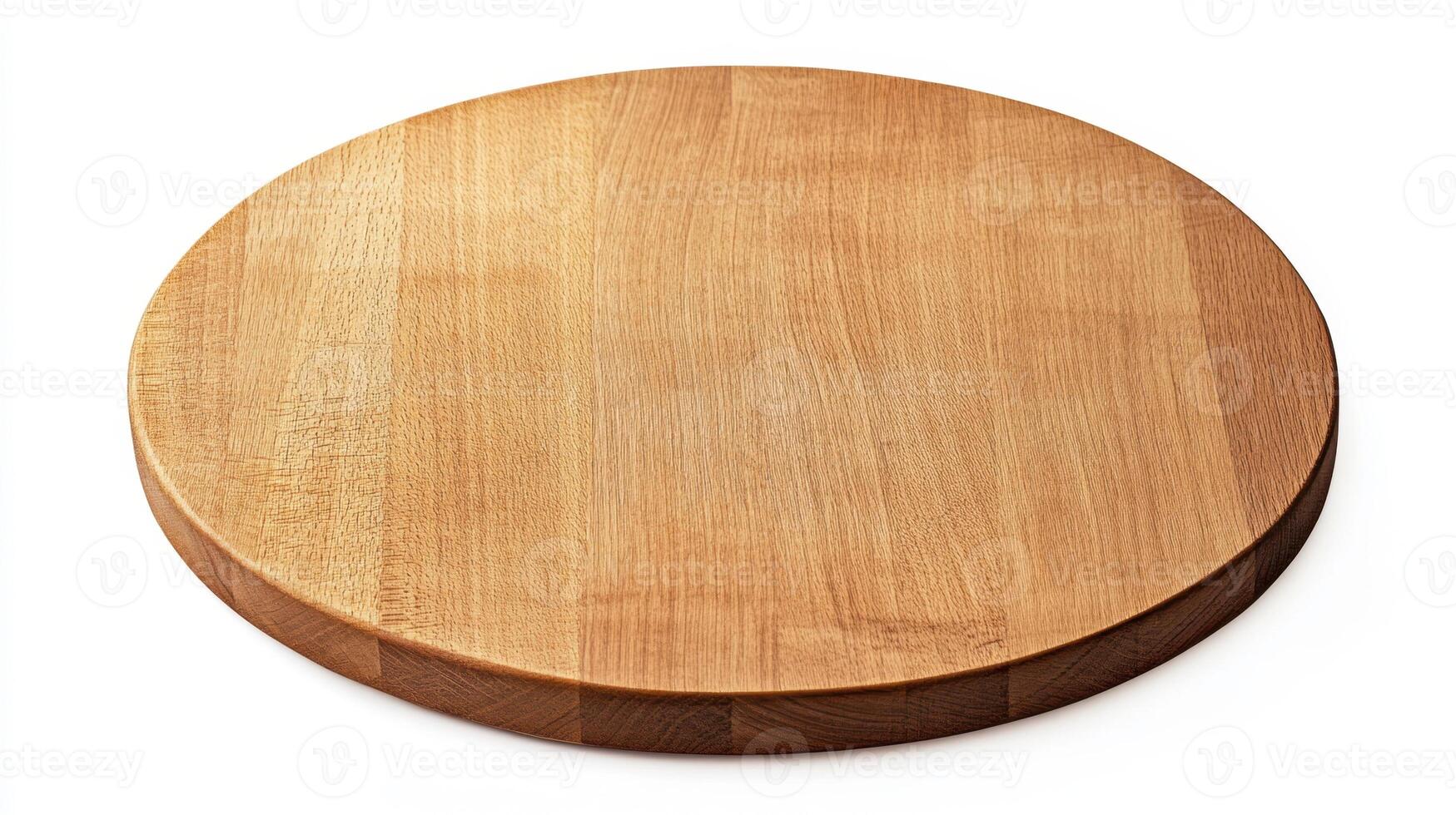 A circular wooden table with full depth of field, isolated on a white background photo