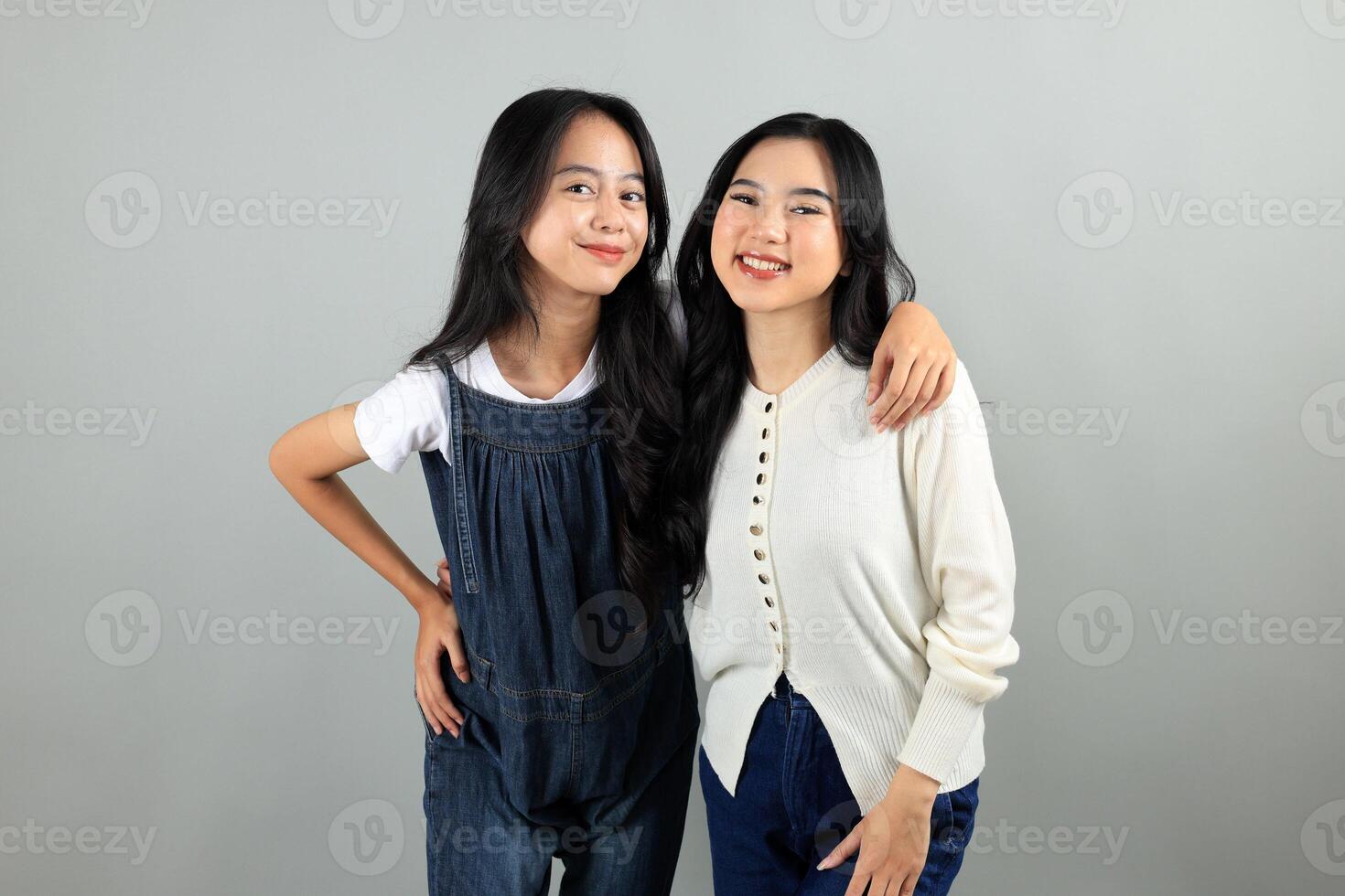 Two Girl Best Friend Hugging Each Other, Positive Cuddles Optimistic Have Fun Trust Each Other photo