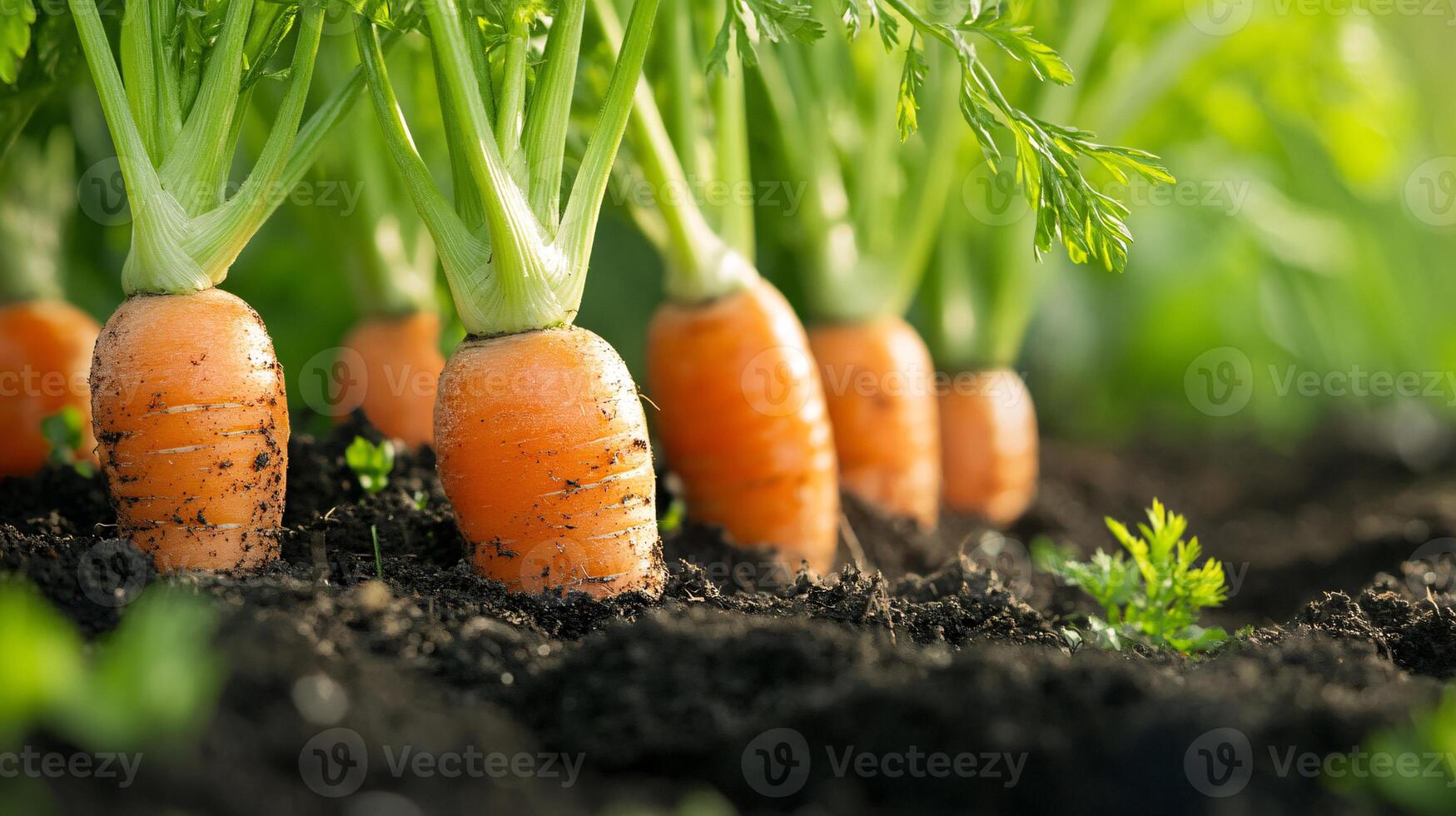 Feathery Green Carrot Tops Swaying Gently in the Summer Breeze photo