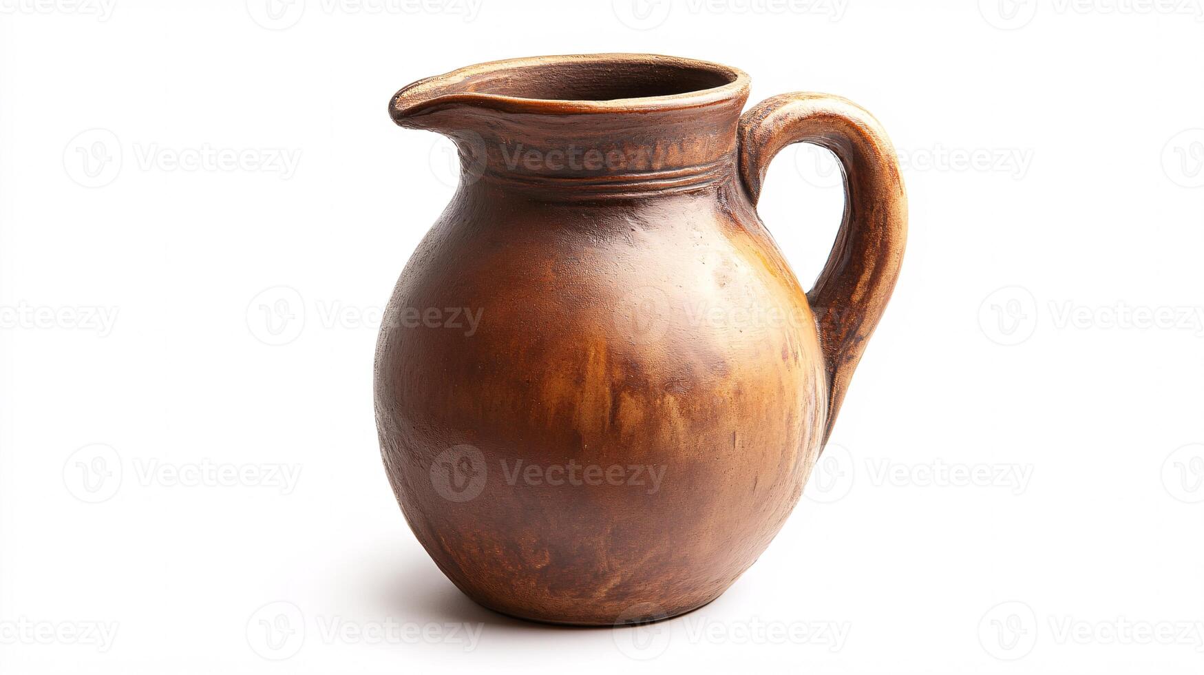 Rustic Handmade Clay Brown Pottery Jug Isolated for Seamless Design photo